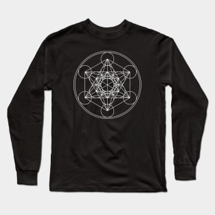 White n Grey Metratons Cube Print Long Sleeve T-Shirt